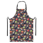 Colorful Japanese Sushi Pattern Print Bib Apron With Pocket