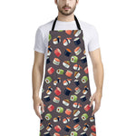 Colorful Japanese Sushi Pattern Print Bib Apron With Pocket