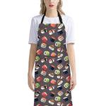 Colorful Japanese Sushi Pattern Print Bib Apron With Pocket