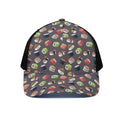 Colorful Japanese Sushi Pattern Print Black Mesh Trucker Hat