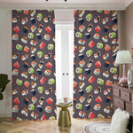 Colorful Japanese Sushi Pattern Print Blackout Pencil Pleat Curtains