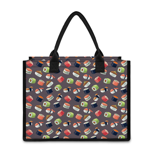 Colorful Japanese Sushi Pattern Print Canvas Tote Bag