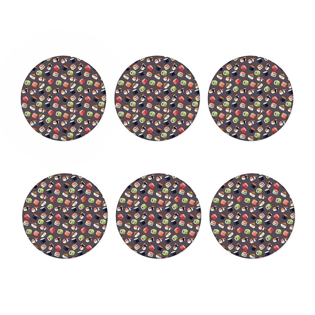 Colorful Japanese Sushi Pattern Print Coaster Set