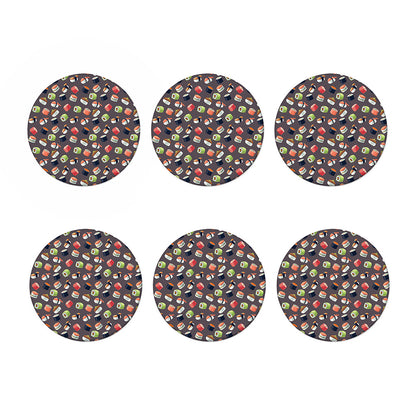 Colorful Japanese Sushi Pattern Print Coaster Set