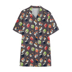 Colorful Japanese Sushi Pattern Print Cotton Hawaiian Shirt