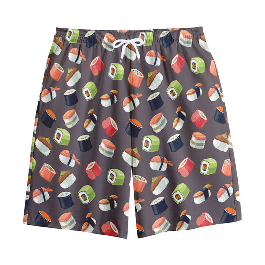 Colorful Japanese Sushi Pattern Print Cotton Shorts