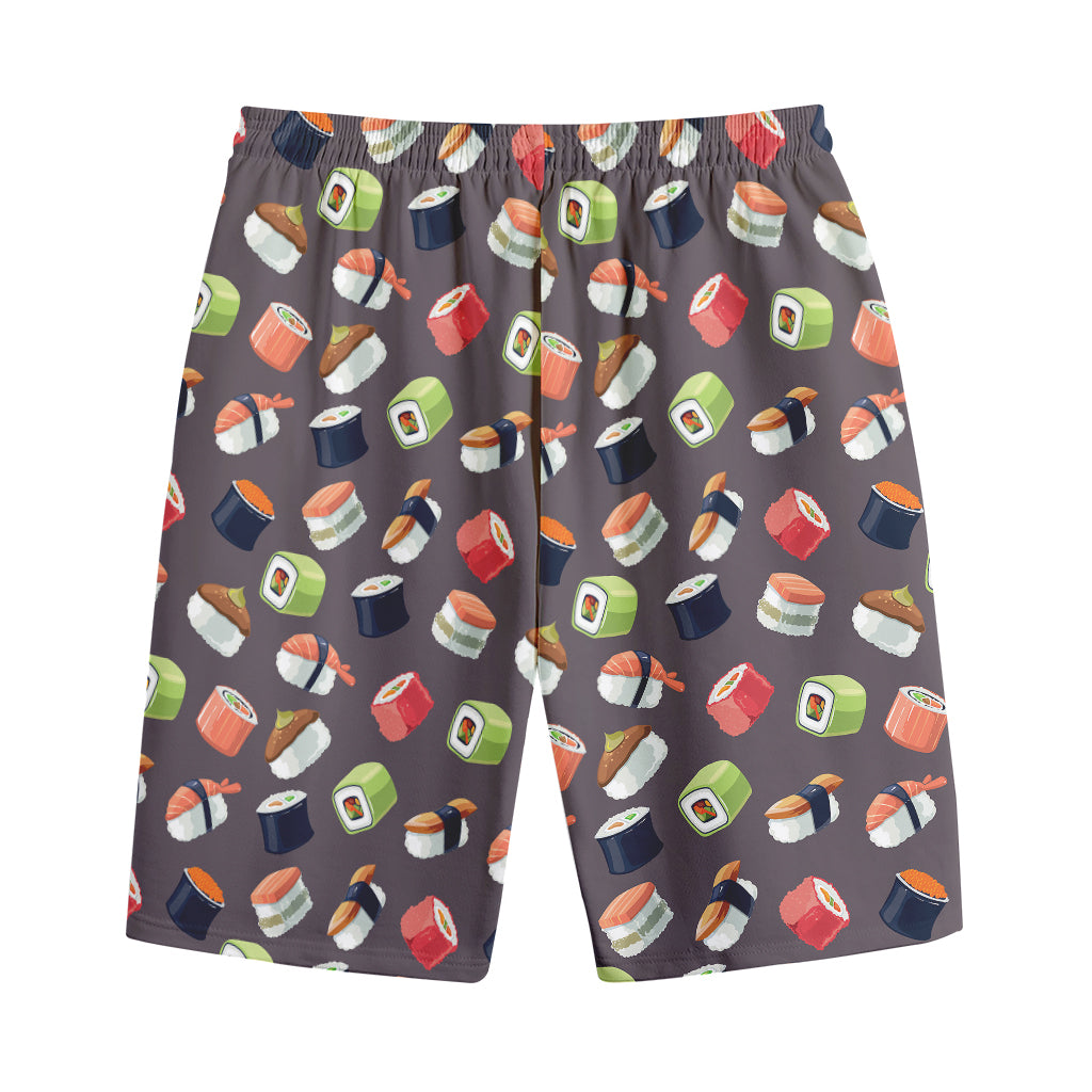Colorful Japanese Sushi Pattern Print Cotton Shorts