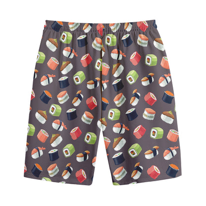 Colorful Japanese Sushi Pattern Print Cotton Shorts