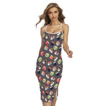 Colorful Japanese Sushi Pattern Print Cross Back Cami Dress