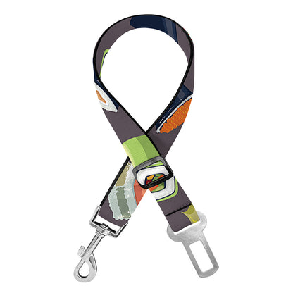 Colorful Japanese Sushi Pattern Print Dog Seat Belt
