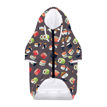 Colorful Japanese Sushi Pattern Print Dog Zip Up Hoodie