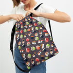 Colorful Japanese Sushi Pattern Print Drawstring Backpack