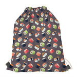 Colorful Japanese Sushi Pattern Print Drawstring Bag