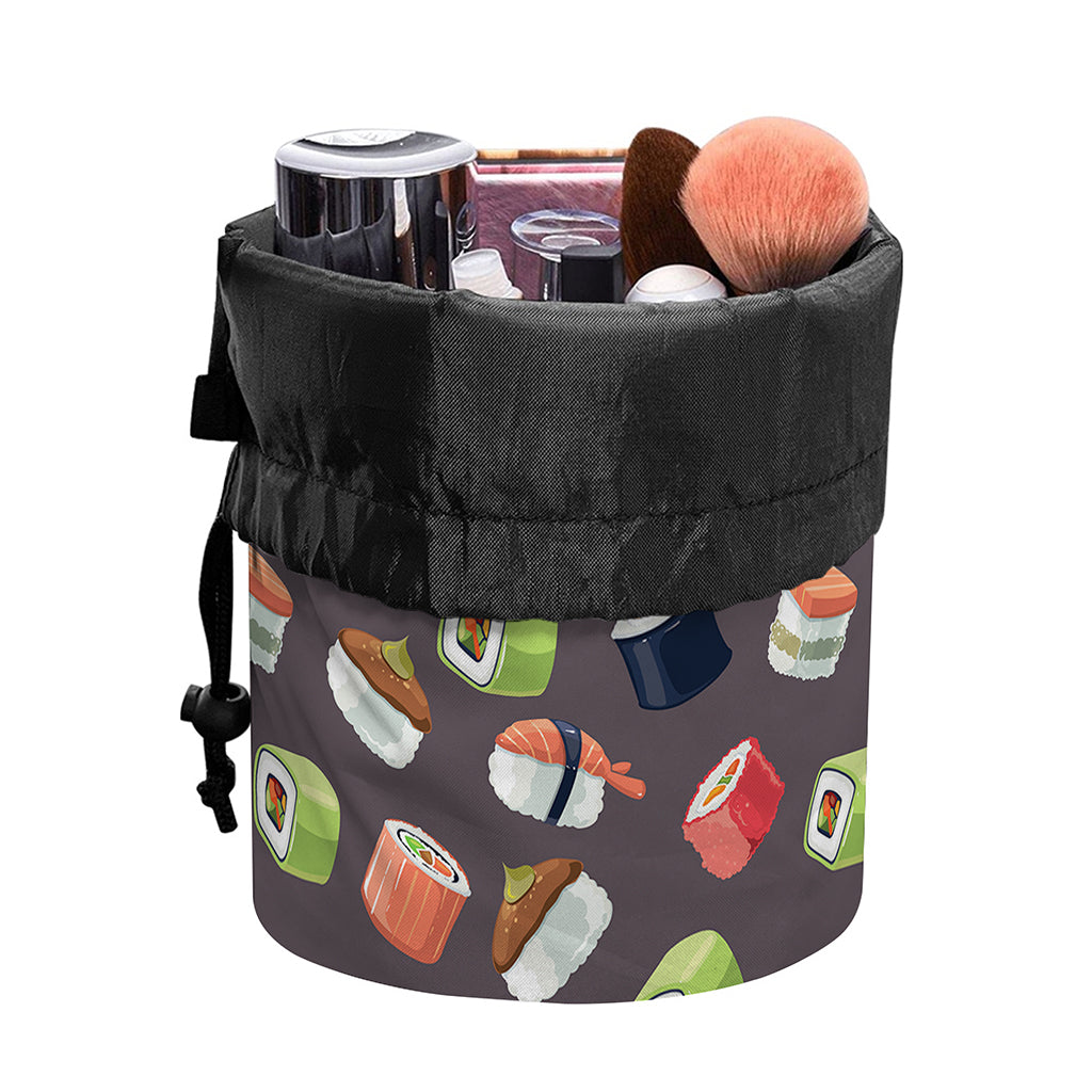 Colorful Japanese Sushi Pattern Print Drawstring Makeup Bag
