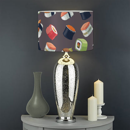 Colorful Japanese Sushi Pattern Print Drum Lamp Shade