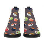 Colorful Japanese Sushi Pattern Print Flat Ankle Boots