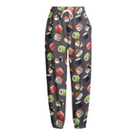 Colorful Japanese Sushi Pattern Print Fleece Lined Knit Pants
