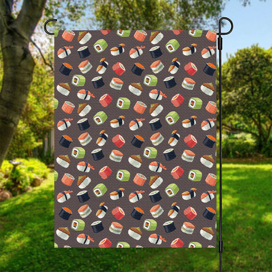 Colorful Japanese Sushi Pattern Print Garden Flag