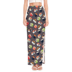 Colorful Japanese Sushi Pattern Print High Slit Maxi Skirt
