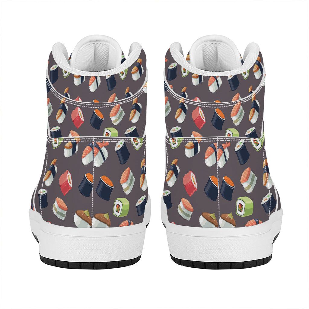 Colorful Japanese Sushi Pattern Print High Top Leather Sneakers