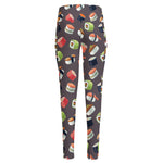 Colorful Japanese Sushi Pattern Print High-Waisted Pocket Leggings