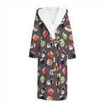 Colorful Japanese Sushi Pattern Print Hooded Bathrobe