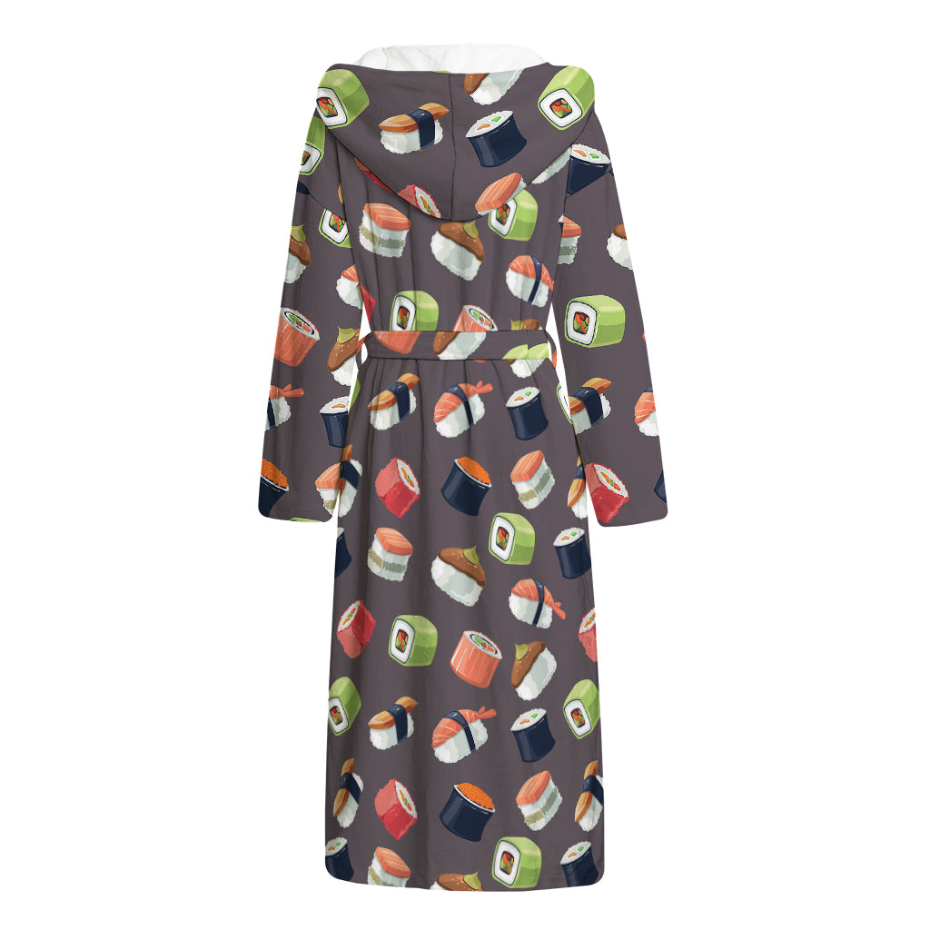 Colorful Japanese Sushi Pattern Print Hooded Bathrobe