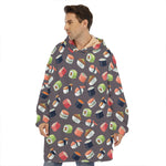 Colorful Japanese Sushi Pattern Print Hoodie Blanket