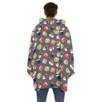 Colorful Japanese Sushi Pattern Print Hoodie Blanket