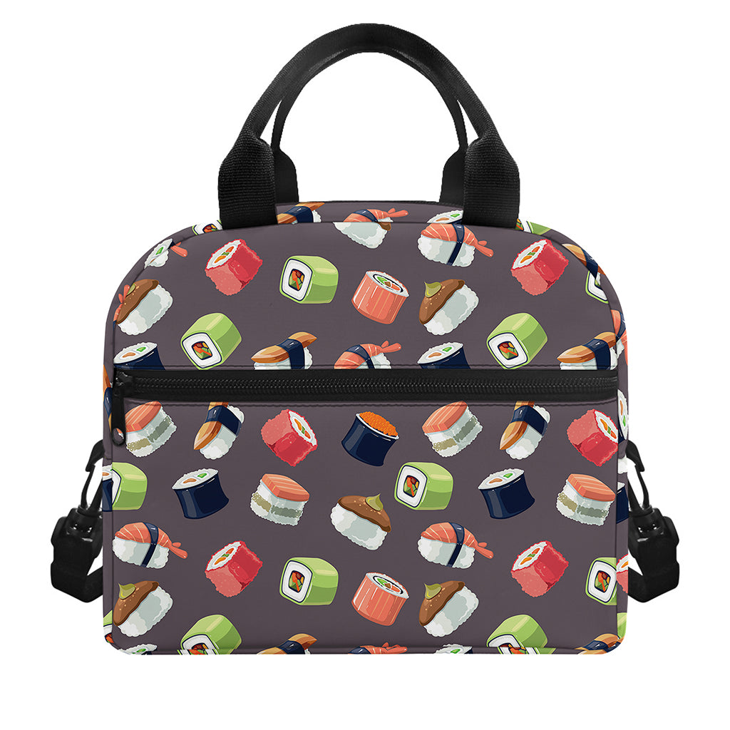 Colorful Japanese Sushi Pattern Print Insulated Lunch Bag