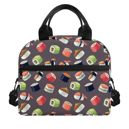 Colorful Japanese Sushi Pattern Print Insulated Lunch Bag