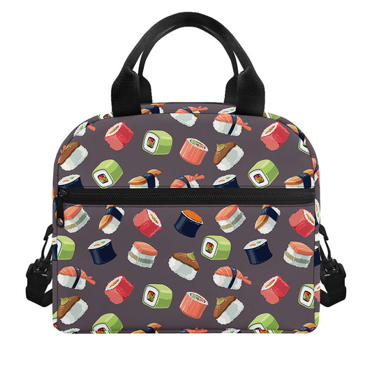 Colorful Japanese Sushi Pattern Print Insulated Lunch Bag
