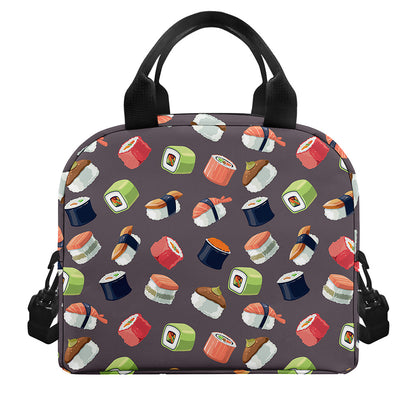 Colorful Japanese Sushi Pattern Print Insulated Lunch Bag