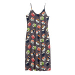 Colorful Japanese Sushi Pattern Print Jersey Midi Cami Dress