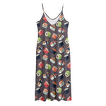 Colorful Japanese Sushi Pattern Print Jersey Midi Cami Dress