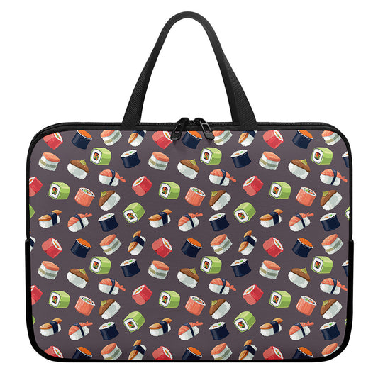 Colorful Japanese Sushi Pattern Print Laptop Sleeve With Handle
