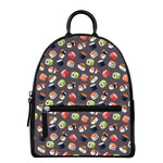 Colorful Japanese Sushi Pattern Print Leather Backpack