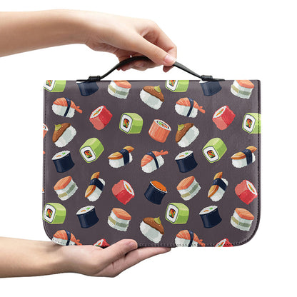Colorful Japanese Sushi Pattern Print Leather Bible Cover