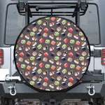 Colorful Japanese Sushi Pattern Print Leather Spare Tire Cover