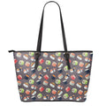 Colorful Japanese Sushi Pattern Print Leather Tote Bag With Zipper