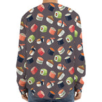 Colorful Japanese Sushi Pattern Print Long Sleeve Baseball Jersey