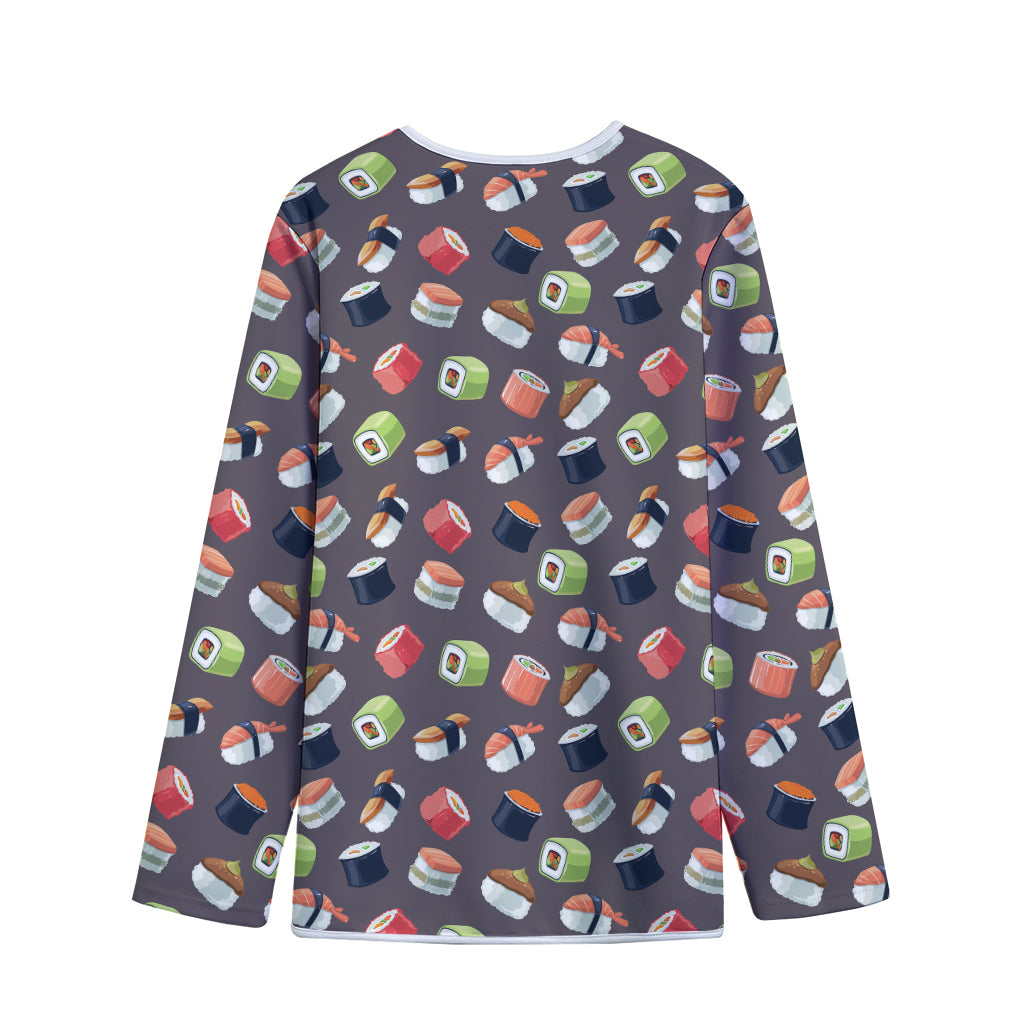 Colorful Japanese Sushi Pattern Print Long Sleeve Short Coat