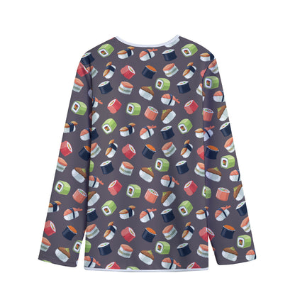 Colorful Japanese Sushi Pattern Print Long Sleeve Short Coat