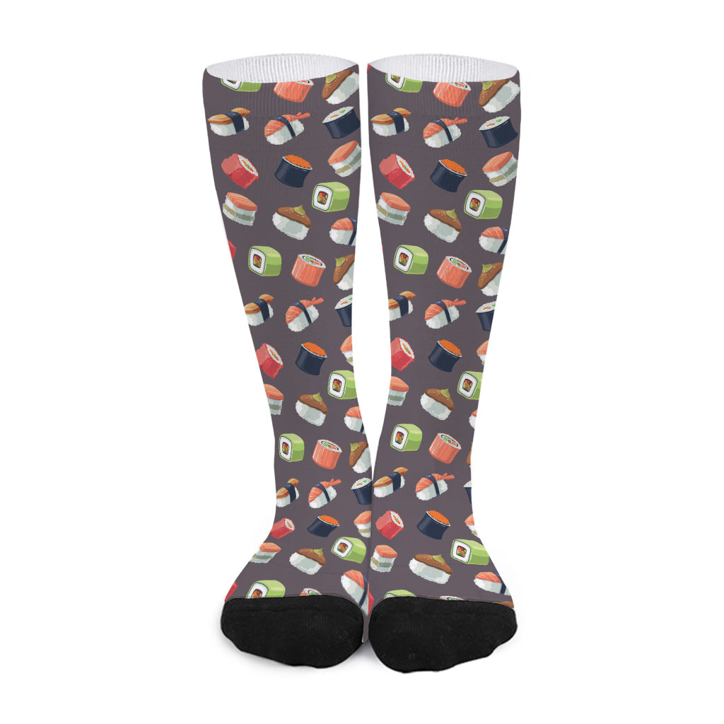 Colorful Japanese Sushi Pattern Print Long Socks