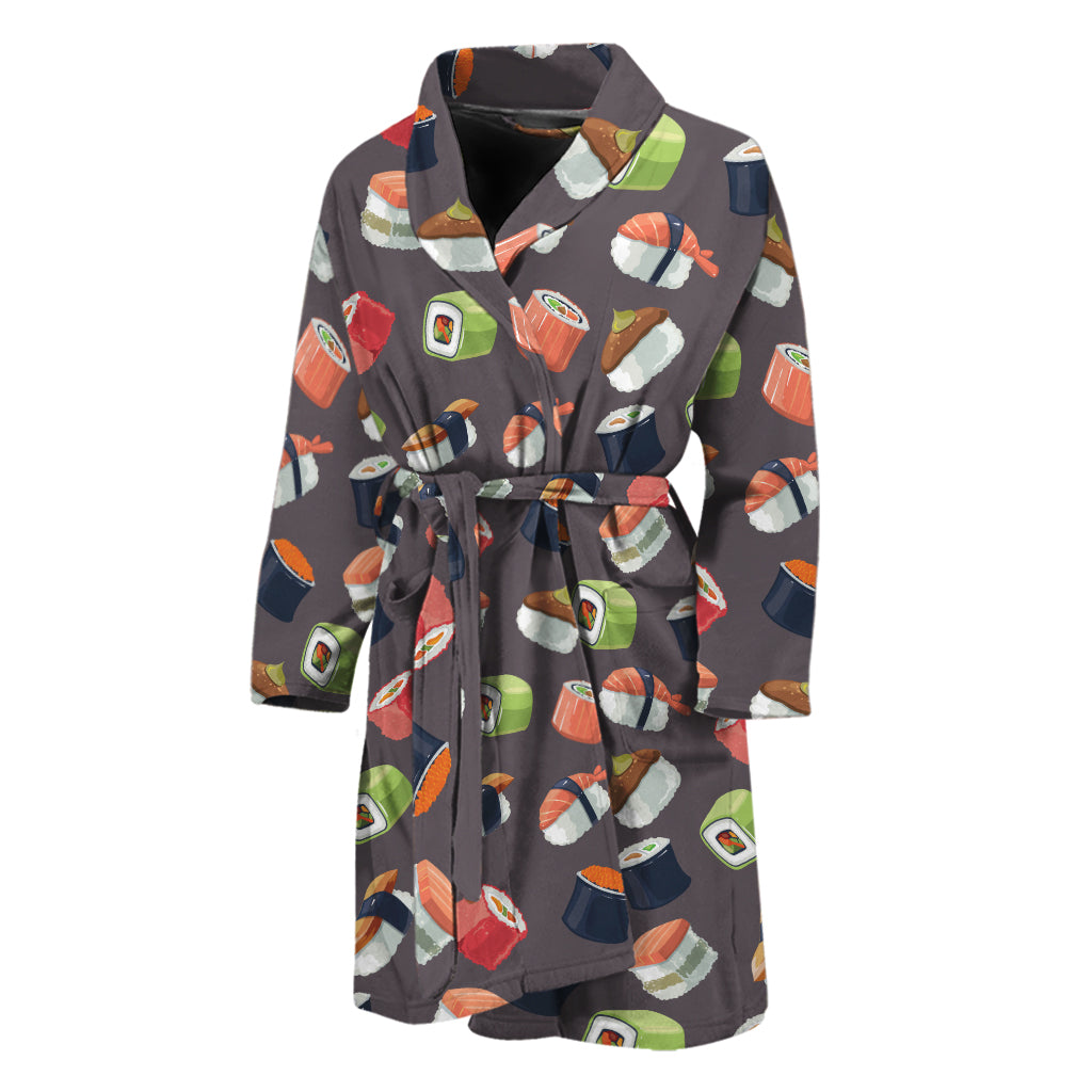 Colorful Japanese Sushi Pattern Print Men's Bathrobe