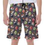 Colorful Japanese Sushi Pattern Print Men's Beach Shorts