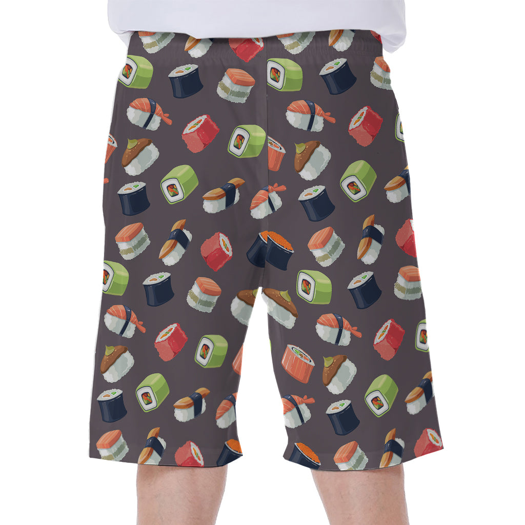 Colorful Japanese Sushi Pattern Print Men's Beach Shorts