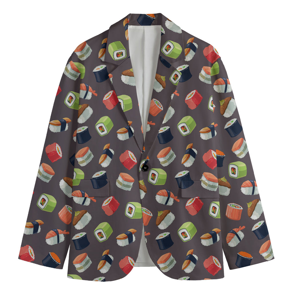 Colorful Japanese Sushi Pattern Print Men's Blazer