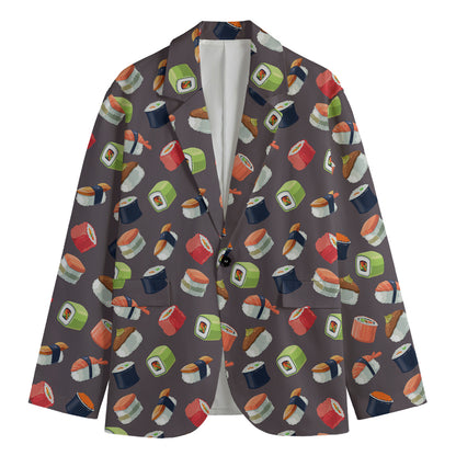 Colorful Japanese Sushi Pattern Print Men's Blazer