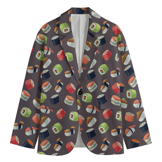 Colorful Japanese Sushi Pattern Print Men's Blazer